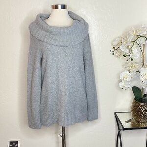 Ett Twa Anthropologie Gray Fuzzy Cowl Neck Sweater